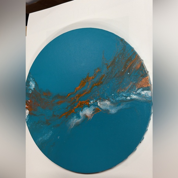 Other - Abstract Teal and Copper Circular Art Home decor Original Art